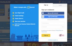 Регистрация на сайте Ryanair